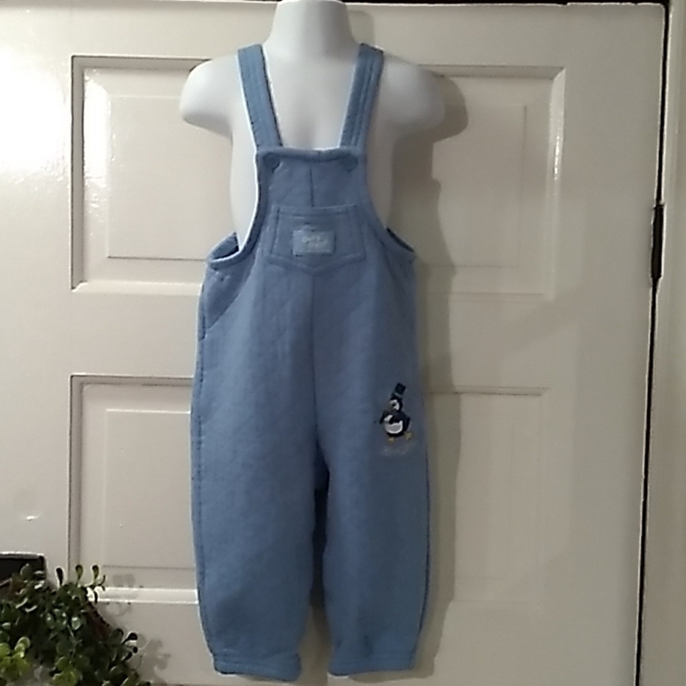 Vintage Oshkosh Baby Bgosh blue 18m penguin 🐧 bibs made in USA 🇺🇸